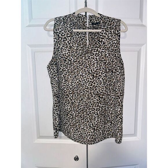 Zac & Rachel Women's XL Brown Animal Print Sleeveless V-Neck Blouse - Picture 1 of 7